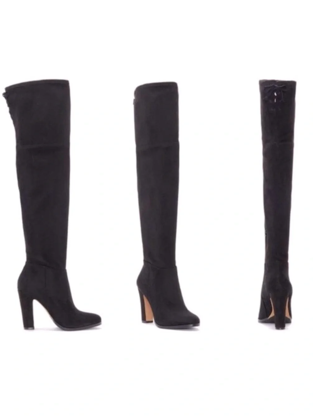 Vince Camuto Cheera Black Stretch Microsuede Over the Knee High Heel Boots 11